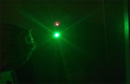 Green laser (50mW), against red laser (5mW)