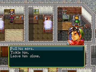 Gremio is next to a stove. There is a man sleeping in another room, and a woman next to a bookshelf in a third.