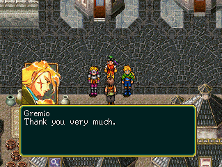 We're outside. Gremio says, 'Thank you very much.' which is probably the one and only time he will ever be polite to Viktor.