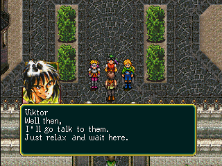 Viktor is by the gate and he says, 'Well then, I'll go talk to them. Just relax and wait here.'