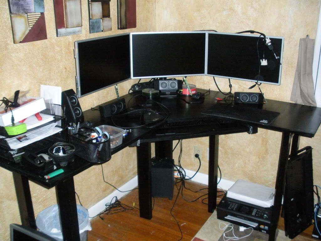 Triple Monitor Debezel and Stand Setup
