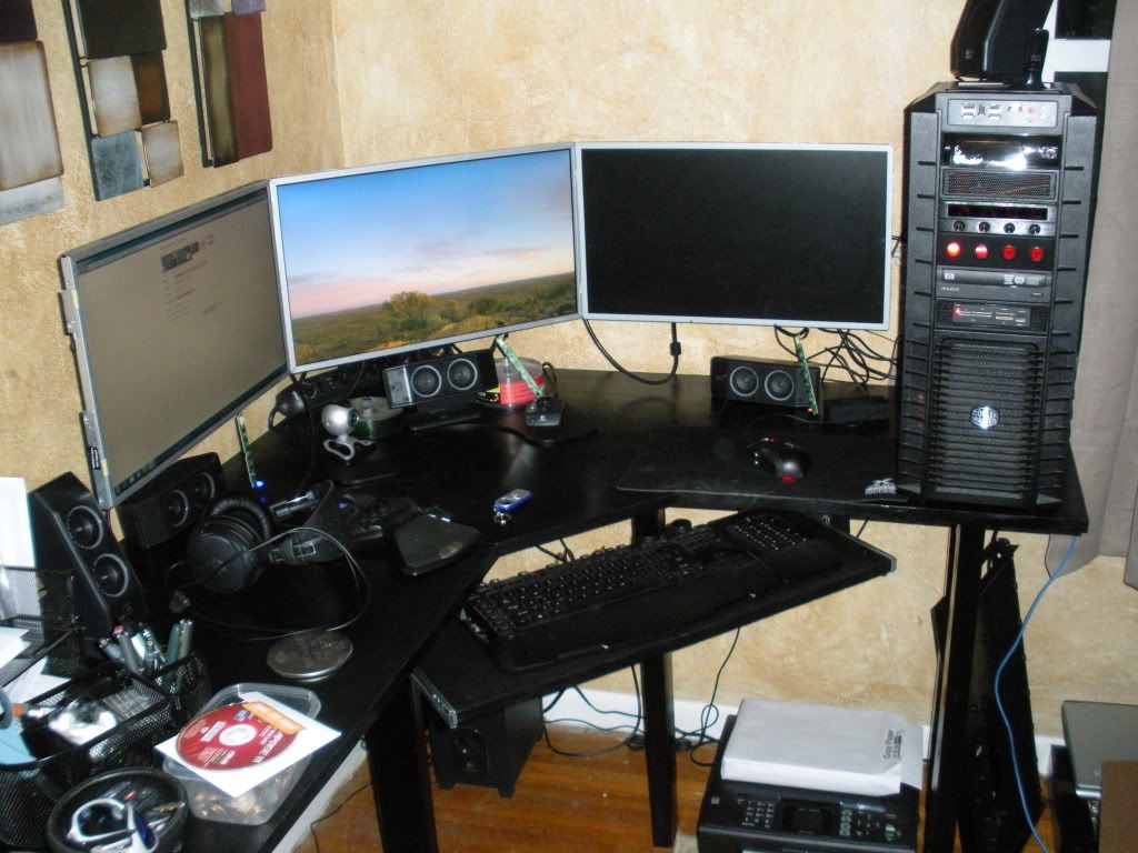 Triple Monitor Debezel and Stand Setup