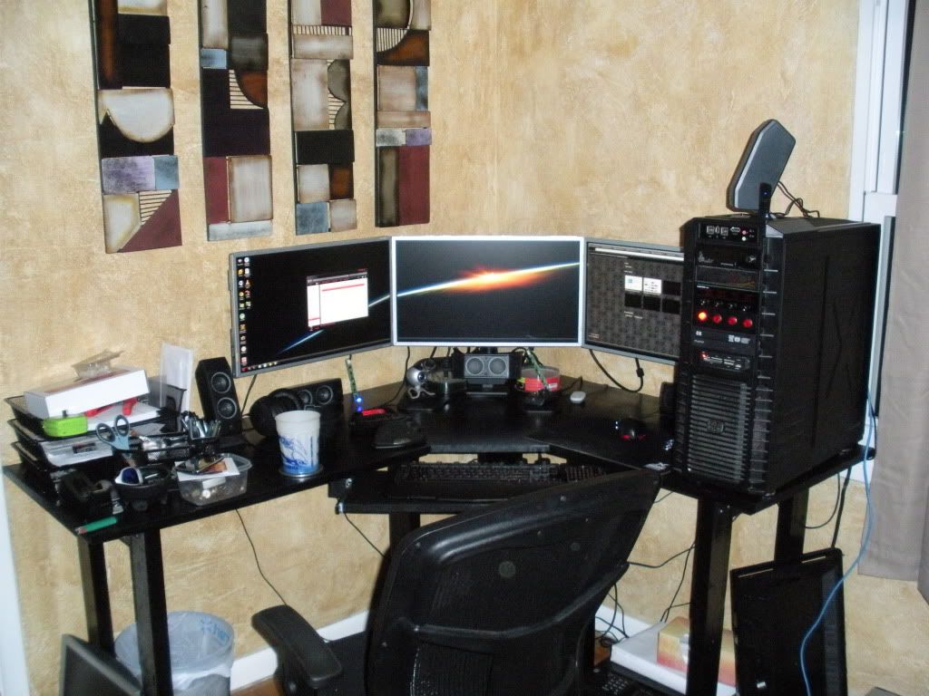 Triple Monitor Debezel and Stand Setup