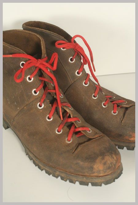 brown walking boots red laces