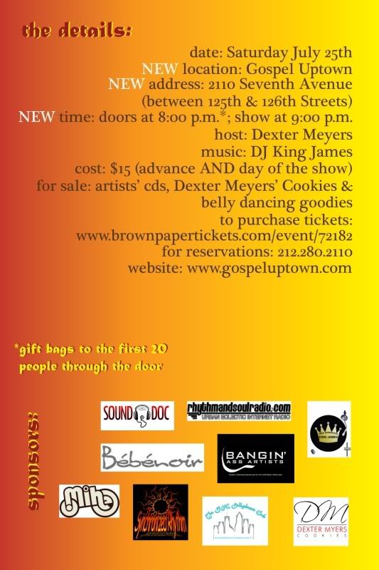 THE MISTRESSES OF SPICE SAT JULY 25TH @ GOSPEL UPTOWN LOCATED @ 2110 7TH AVENUE - HARLEM, NYC (btwn 125th 126th Sts) DOORS @ 8P/SHOW @ 9P