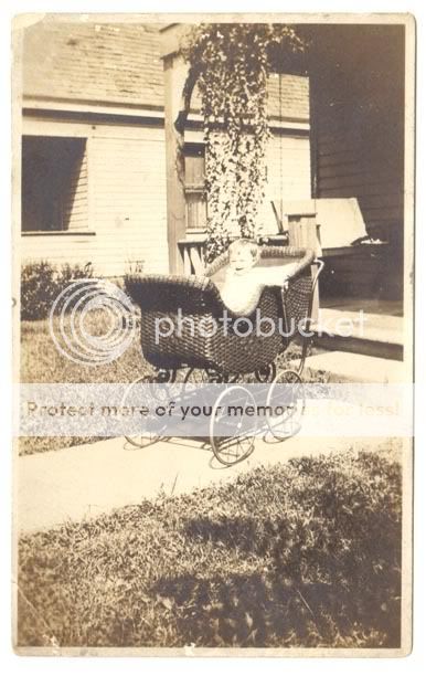 1916 REAL PHOTO, BABY IN PRAM, TERRE HAUTE, IND  