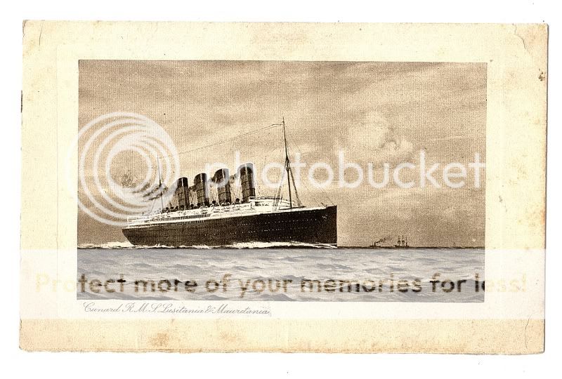 1910? CUNARD MAURITANIA & LUSITANIA POSTCARD  