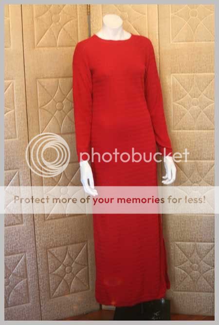 Vintage 70s RED Wool Cowl Neck Sweater Dress ITALY M L  