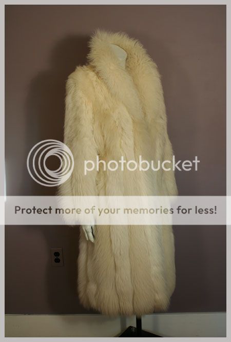   70s 80s Fluffy Genuine White Arctic Fox Fur Coat FULL LENGTH L  