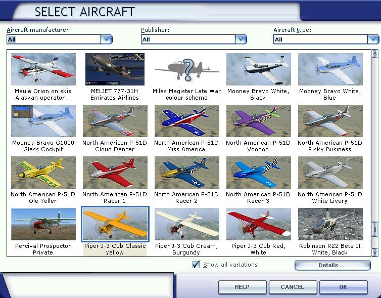 list of planes in fsx gold edition