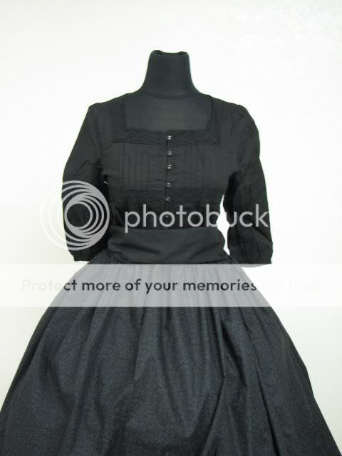 Civil War Reenactment Victorian Mourning Gown 2 Pieces Skirt and Sash